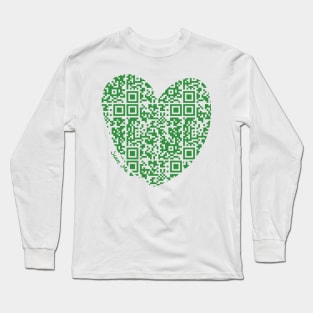 Green Rick Astley Rickroll QR Code Heart Art Long Sleeve T-Shirt